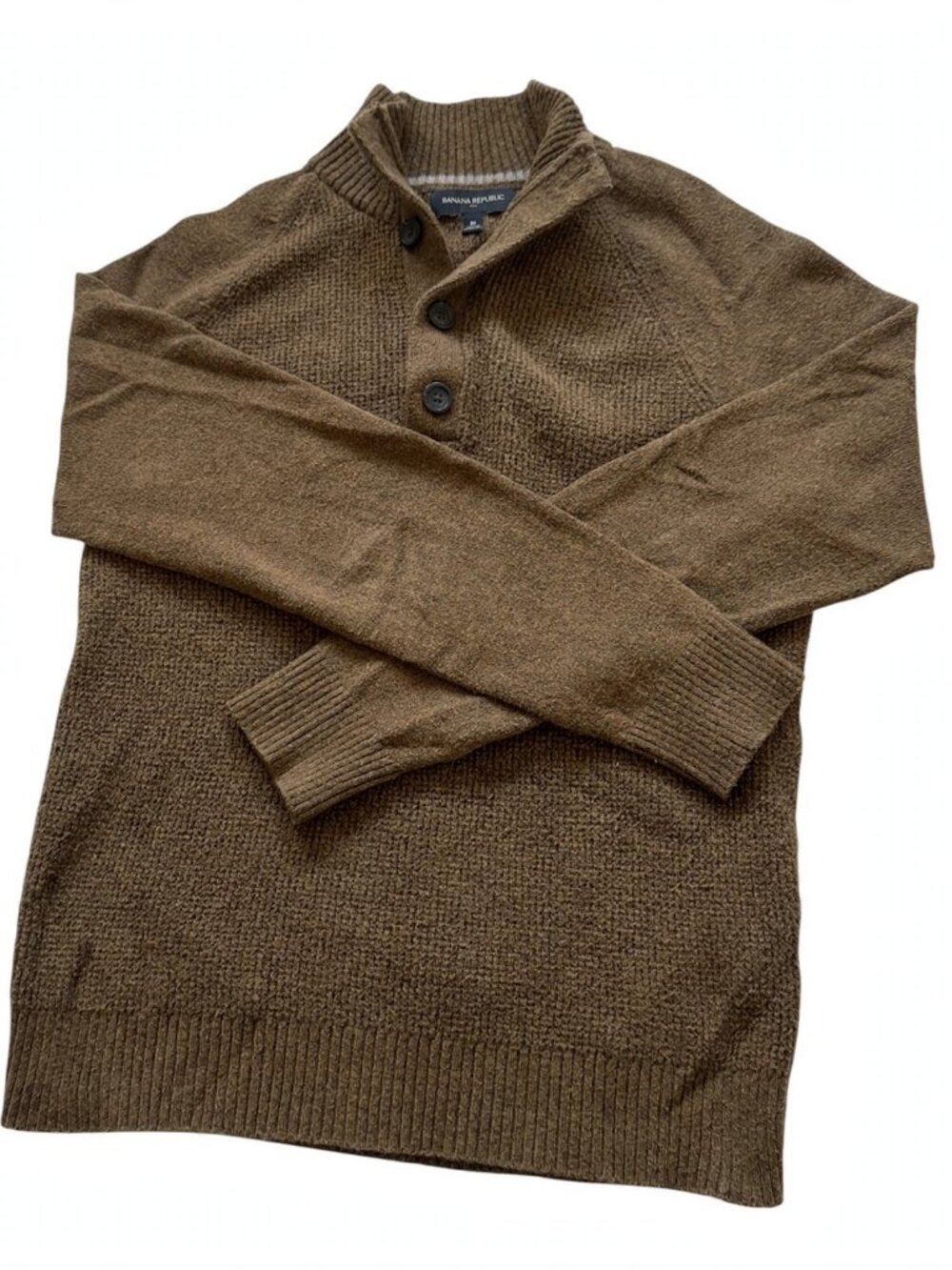 Banana Republic Brown Shawl Collar Henley Sweater Men's M